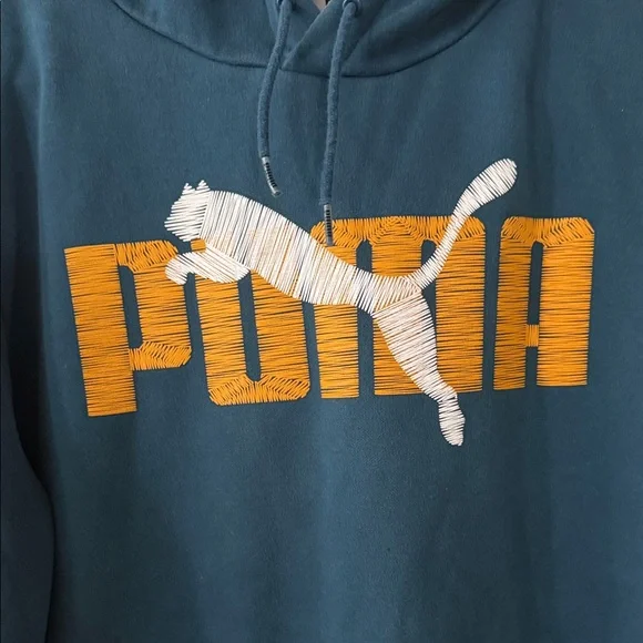 PUMA Men's Teal and Gold Hoodie - Picture 2 of 3